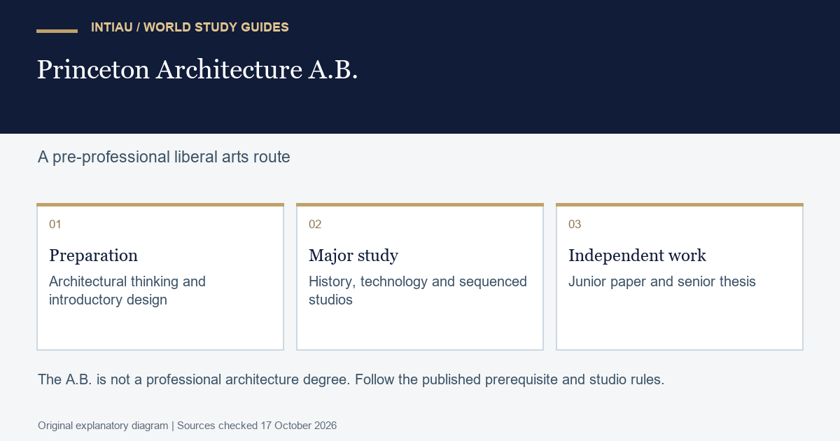 Three cards connect introductory study, the major and independent inquiry, emphasizing that the degree combines several ways of thinking.